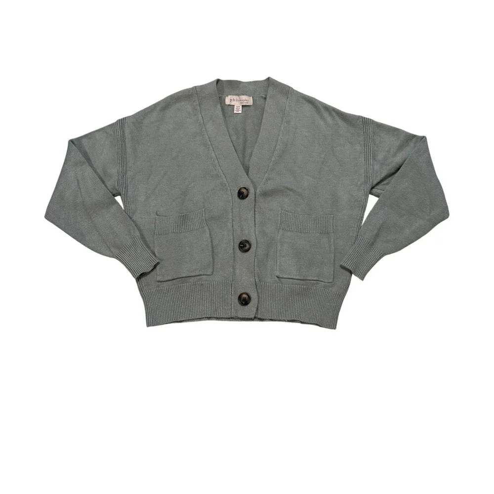 Philosophy Cardigan XS Short Fit Olive Green - Picture 1 of 15